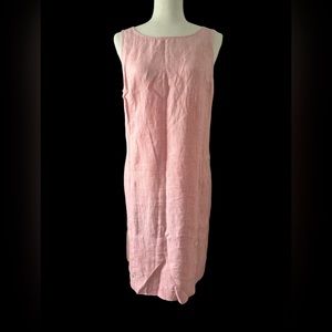 J. Jill size medium Love Linen Pink Linen midi‎ Dress with button detail